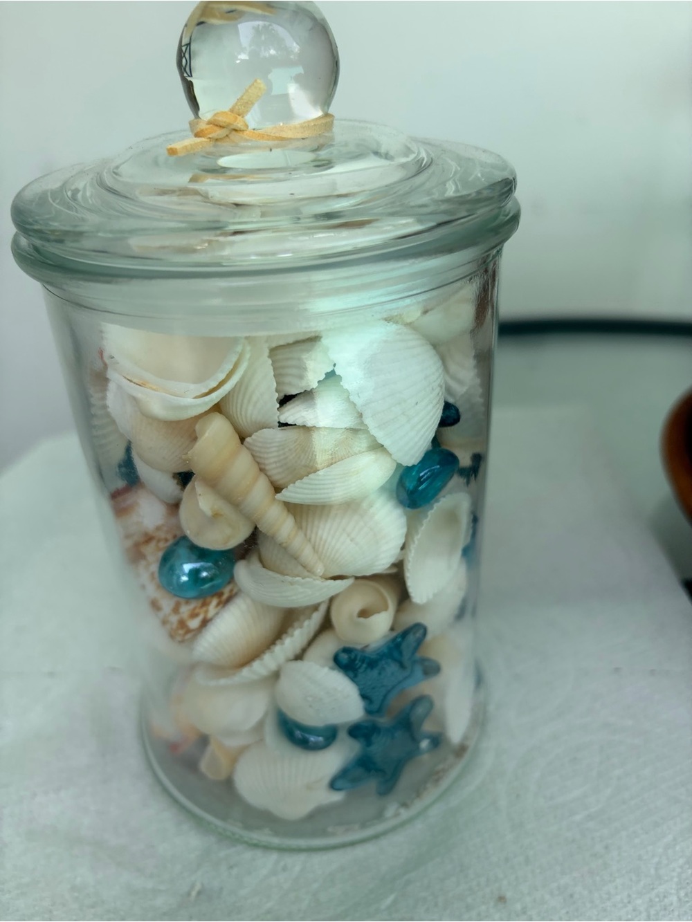 Coastal Shell Jar with Blue Accents - Decorative Home Accent - Picture 7 of 7